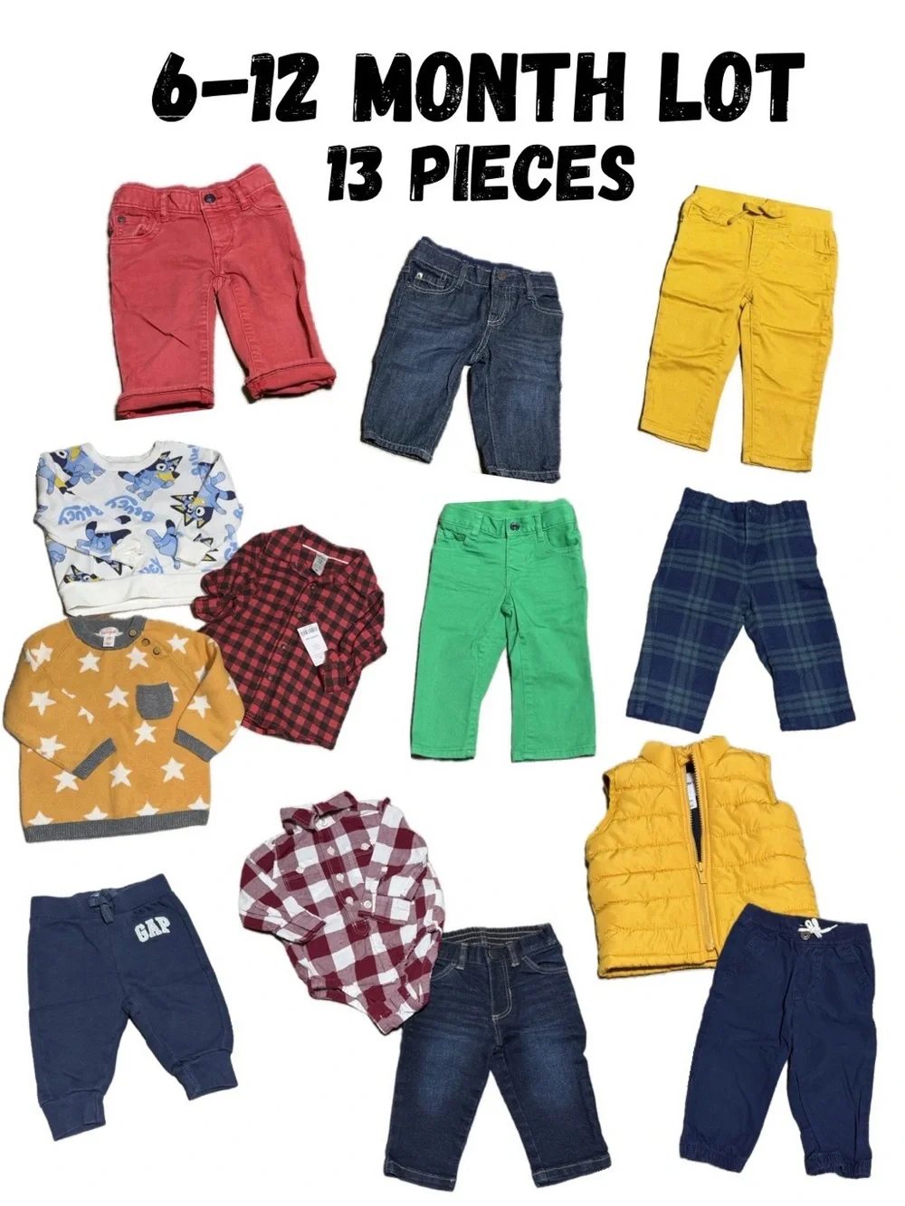 13-Piece Boy Lot | 6-12 Months | Gap • Old Navy • Cat & Jack • Bluey